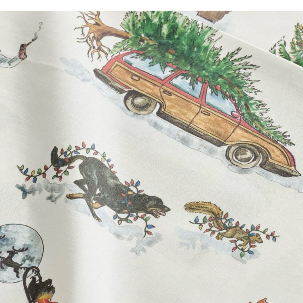 Pottery Barn National Lampoon Christmas Vacation Holiday Sheet Set, KING SIZE - Picture 3 of 8